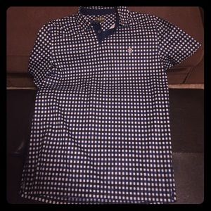 Men's Navy Plaid Golf Polo